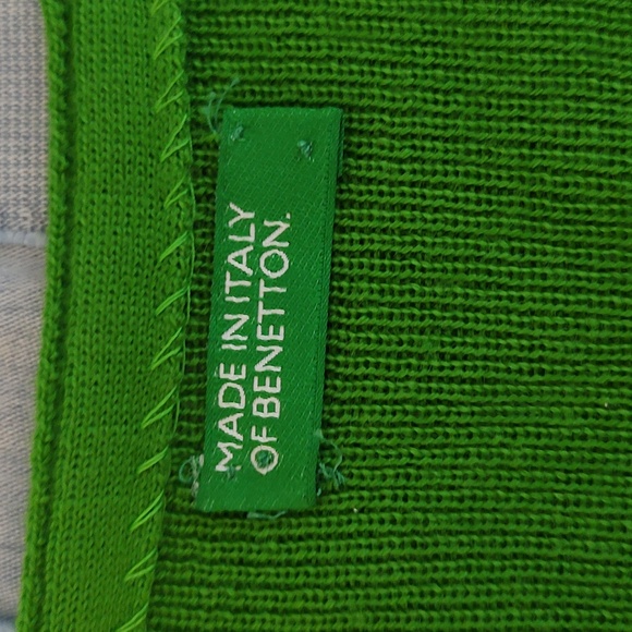 EUC 90s Made in Italy of Benetton Green Wool Blend Long Baggy Sweater SMALL - Picture 10 of 11